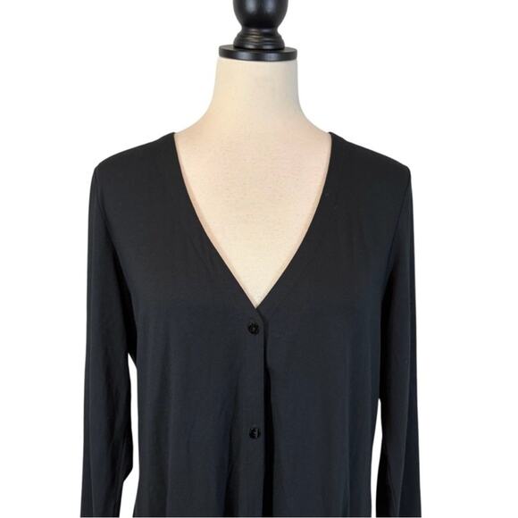 J. Jill Wearever Rayon Cardigan V-Neck Medium Black Pockets Lagenlook - Picture 2 of 7